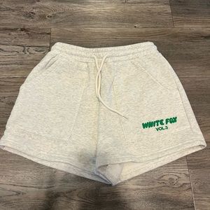 white fox sweatshorts